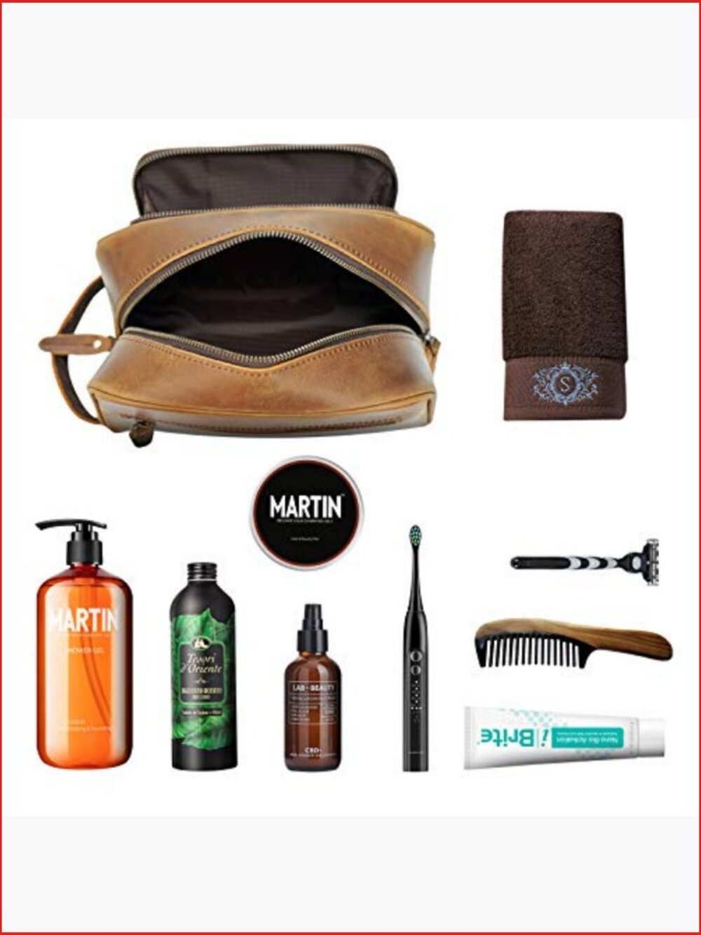 Vintage Full Grain Leather Dopp Kit Shaving Bag with YKK Zippers - Picture 7 of 7